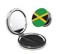 LiuMng Portable Pocket Makeup Mirror Jamaica Flag Travel Cosmetic Mirror Round Shape Print Magnifying Compact Mirror for Eyelash