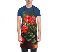 LiuMng Red geraniumsprint Waterproof Apron - Adjustable Kitchen Apron Thick and Durable,for Men & Women DishWashing Chef