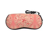 LiuMng Red Heart Flowers Print Sunglasses Soft Case Ultra Light Neoprene Zipper Glasses Case,Cute Eyeglass Safety Pouch Box