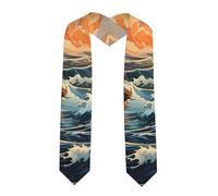 LiuMng Sea and Sail Print Graduation Stole - Satin Honor Sash, for Graduation Ceremony as Gifts for Boys and Girls, Sharp Corner, One size