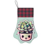 LiuMng Smiling Succulents Personalized Christmas Pet Paw Stockings - Festive Hanging Decor for Family Fireplace