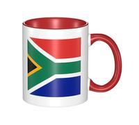 LiuMng South Africa flag Coffee Mug Double Color Ceramic Mug Tea Drinking Cup Red Print Funny Mugs For Home & Office 11oz