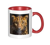 LiuMng The deep-eyed leopard Coffee Mug Double Color Ceramic Mug Tea Drinking Cup Red Print Funny Mugs For Home & Office 11oz