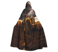 LiuMng Tractor in the field Unisex Hooded Cloak - Full Long Cape for Halloween Cosplay Costumes and Wizard Sorcerer Role Play