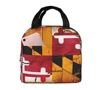 LiuMng vintage wooden maryland flag Cute lunch bag large capacity insulated bento lunch box Cooling Totefor women Work, Travel, Outdoor