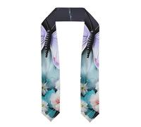 LiuMng White Butterfly Print Graduation Stole - Satin Honor Sash, for Graduation Ceremony as Gifts for Boys and Girls, Flattened, One size