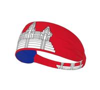 LiuMng Wide Headbands for Women Men - Cambodia Flag Print Head Tie/Elastic Sports Hairbands, for Workout Running