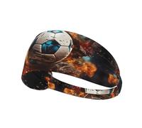 LiuMng Wide Headbands for Women Men - Firecracker Soccer Print Head Tie/Elastic Sports Hairbands, for Workout Running