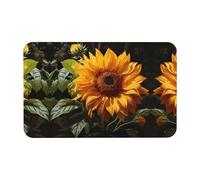 LiuMng Yellow Sunflower on a Brown Background Print Diatomite Earth Bath Mat - Absorbent Shower Mat Bathroom Runner Rugs Floor Mat Fit Under Door