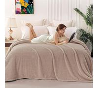 LIUNADM Fleece Blanket Sofa Throw 130 x 180 cm Fuzzy Cozy Lightweight for All Season Double-Sided Sofa Large Bed Throw Blanket for Bed, Couch, Armchairs, Khaki