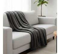 LIUNADM Fleece Throw Blanket for Sofa 130 x 260 cm Fluffy Microfiber Solid Cosy Warm Throw Blanket for Sofas Bed for Bed, Couch, Sofa, Armchairs, Dark Grey
