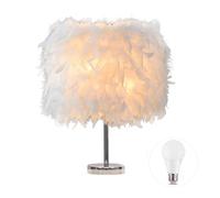 LIUNIAN Feather Bedside Lamp Bedside Lampshade Modern Fashion Feather Table Light Desk Lamp Shade for Living Room Bedroom Bar Restaurant Hotel Decoration, White