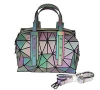 LIUNIAN Women's Colorful 2 Geometric Triangle Luminous Cross-Body Handbag, 27*22*14cm/10.6*8.7*4.4inch, PU Leather & Polyester, Party & Daily Use