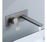 LIUNJHUY Bathroom Basin Mixer Tap 2 Hole Wall Mounted Hot and Cold Single Handle Brass Bathroom Sink Mixer Tap Double Hole Grey interesting