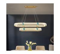 LIUNJHUY Modern Dining Table Led Dimmable Pendant Lights by Remote Control K9 Crystals Lustre Oval Gold Steel Hanging Lamp Llighting for Home Decor(L80 60cm) Interesting