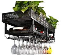 LIUNJHUY Wine Rack Wine Glass Rack Bar Hanging European Wrought Iron Goblet Rack Creative Upside Down Double Red Wine Cup Holder Storage/B1/80X35Cm interesting