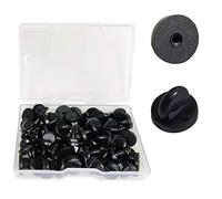 LIUNOVIP Lapel Pin Backings,Butterfly Clutch Pin Backings PVC Rubber Pin Backs Pin Keepers for Replacement Uniform Badge (Black, Pack of 50)