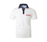 LIUPMWE Mens Short Sleeve Polo Shirts Contrast Color Patchwork Golf Tennis T-Shirt S-3XL,XL,White-DT10