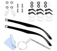 LIUQOBN 1 Pair of Replacement Universal Spectacle Arms Kit,Eyeglasses Frame Temples Change Kit ,Includes Screwdrivers Earhook Grips Eyeglass Retainers Eyeglass Cloths Nasal Mat