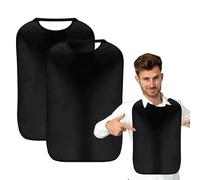LIUQOBN 2 Pcs Stretchable Adult Bibs Reusable Waterproof Washable Clothing Protector Feeding Bib For Men Dad Father Elderly Senior Black