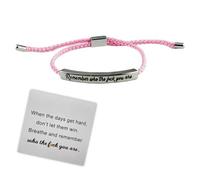 LIUQOBN Remember Who The Fck You Are Bracelet For Women Adjustable Handmade Hand Braided Bracelet Suitable Friends Women Girls Pink