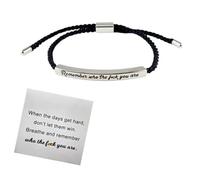 LIUQOBN Remember Who The You Are Motivational Strength Bracelet For Women Adjustable Handmade Hand Braided Bracelet Suitable Friends Women Black