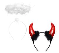 LIURFLNC Pack of 2 Angel and Devil Costume, Halo Angel, Devil Horns Headband, Angel Headband + Devil Horns Devil Ears Accessory for Carnival Costume Cosplay Party