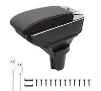 LiuROSE Car Armrest For Peugeot 108,Armrest Arm Rest Rotatable Storage Box Decoration Car Consoles In-vehicle Storage Accessories,C-7 USB ports-Red line