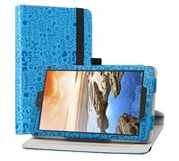LiuShan Compatible with Alcatel TCL 8-inch Rotating Case,360 Degree Rotation Stand PU with Cute Pattern for 8" Alcatel TCL 8-inch Tablet (Model # TCL 9048S) Case,Blue