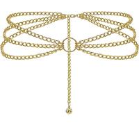Liutufy Adjustable Multi-Layer Waist Chain Belt for Women - Stylish and Versatile Accessory (Gold Circle S)