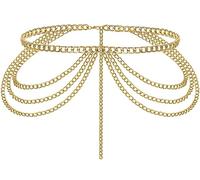 Liutufy Adjustable Multi-Layer Waist Chain Belt for Women - Stylish and Versatile Accessory (Gold S)