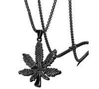 Liutufy Fashion Big Leaf Maple Leaf Pendant Necklace Long Necklace Sweater Chain Jewelry (Black)