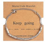 Liutufy Morse Code Bracelet Couple Matching Relationship Bracelet Adjustable Bracelet (Keep Going)