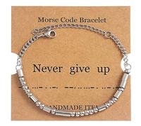 Liutufy Morse Code Bracelet Couple Matching Relationship Bracelet Adjustable Bracelet (Never Give Up)