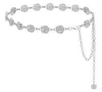 Liutufy Small Flower Metal Belt Chain - Adjustable Waist Chain for Women's Dresses, Silver Flower B, XL: 59 in/150 cm