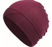 Liutufy Women's Cotton Turban Headwrap, Soft Chemo Beanie Head Cover for Hair Loss, Comfortable Headwear for Cancer Treatment and Daily Wear (Wine Red)