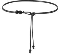 Liutufy Women's Thin Knotted Belt PU Leather Skinny Waist Belt for Dresses Jeans and Trousers (Black)