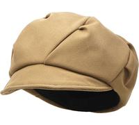 Liutufy Women's Vintage Beret Hat - Classic Octagonal Newsboy Cap with Cloud Pleats, Elegant Painter Artist Beret for Women (Khaki)