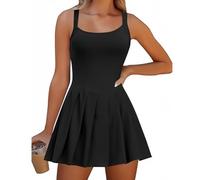 LIUUBASZ Womens Tennis Dress with Shorts,Sleeveless Athletic Workout Dress,Cute Pleated Mini Golf Workout Romper,with Pockets (UK, Alpha, S, Regular, Regular, Black)