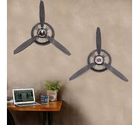 LiuuShango Antique Copper Airplane Propeller Clock, Industrial Metal Silent Wall Art, Vintage Style, Clear Numbers, For Loft, Corridor, Restaurant, Study Room