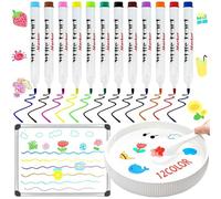 LIUWAZJ 12 Colours Magical Floating Pens, Magical Water Art Drawing Pens with Spoons, Magic Erasable Doodle Painting Marker Pen, Bath Colouring Pen Kits, Improve Imagination