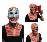 LIUWAZJ Scary Halloween Mask, Joker Double Face Ripped Mask, Halloween Full Head Skeleton Skull Latex Mask, Devil Cosplay Props