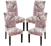 LIUWEIW Decor Pattern Chair Covers for Dining Room 2Pcs 4Pcs 6Pcs, Stretch Washable Spandex Kitchen Parsons Chair Slipcovers, Removable Seat Protector for Home Hotel Restaurant(#13,Pack of 4)