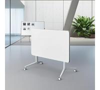 LIUWOPA Conference Table,White Modern Office Folding Flip Top Mobile Training Table with Wheels is Convenient and Fast, Suitable for Companies Office, Meeting Room, and Classroom use (1Pcs 47.2in)