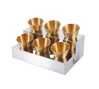 LIUWOPA Pizza Topping Station, Countertop Condiment Holder with Removable Containers Stainless Steel Condiment Carrier for Outdoor BBQs Parties(Gold,D)