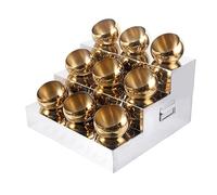 LIUWOPA Pizza Topping Station, Countertop Condiment Holder with Removable Containers Stainless Steel Condiment Carrier for Outdoor BBQs Parties(Gold,D)