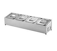 LIUWOPA Pizza Topping Station, Stainless Steel Condiment Dispenser, Handle Design Countertop Spice Rack Organizer for Seasoning Sauce Salad Jam Fruits Ingredients(Silver-C,53x18x15.5cm)
