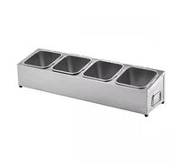 LIUWOPA Pizza Topping Station, Stainless Steel Condiment Dispenser, Handle Design Countertop Spice Rack Organizer For Seasoning Sauce Salad Jam Fruits Ingredients(Silver-C,36.5x18x15.5cm)