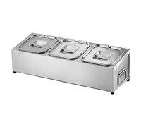 LIUWOPA Pizza Topping Station, Stainless Steel Condiment Dispenser, Handle Design Countertop Spice Rack Organizer For Seasoning Sauce Salad Jam Fruits Ingredients(Silver-C,36.5x18x15.5cm)