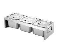 LIUWOPA Pizza Topping Station, Stainless Steel Condiment Seasoning Containers with Compartment Trays for Prepping Ingredients and Toppings, Pizza Accessories Outdoor(Silver-B,67x18x12.5cm)